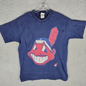 VTG Single Stitch 1998 Cleveland Indians Cheif T-Shirt Men's Size L USA Fabric